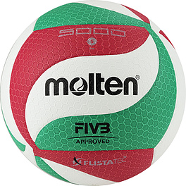 Мяч вол. MOLTEN V5M5000X р. 5, FIVB Approved, 18 панелей, ПУ Microfiber,клеен, бел.-кр.-зел.